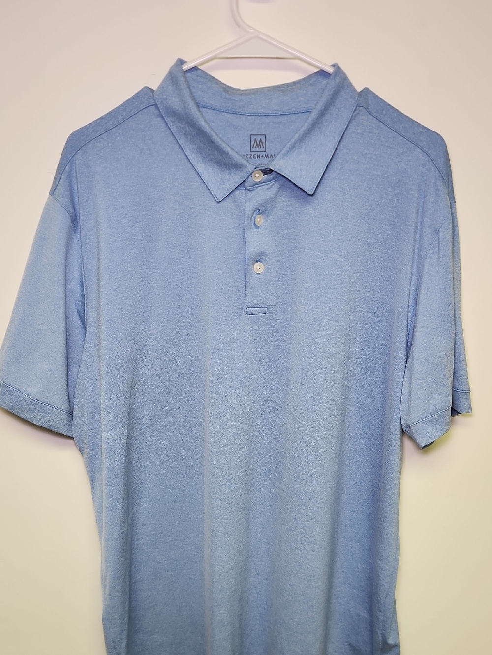 Mizzen+Main Polo Shirt Men’s XL Trim Light Blue Performance Short Sleeve